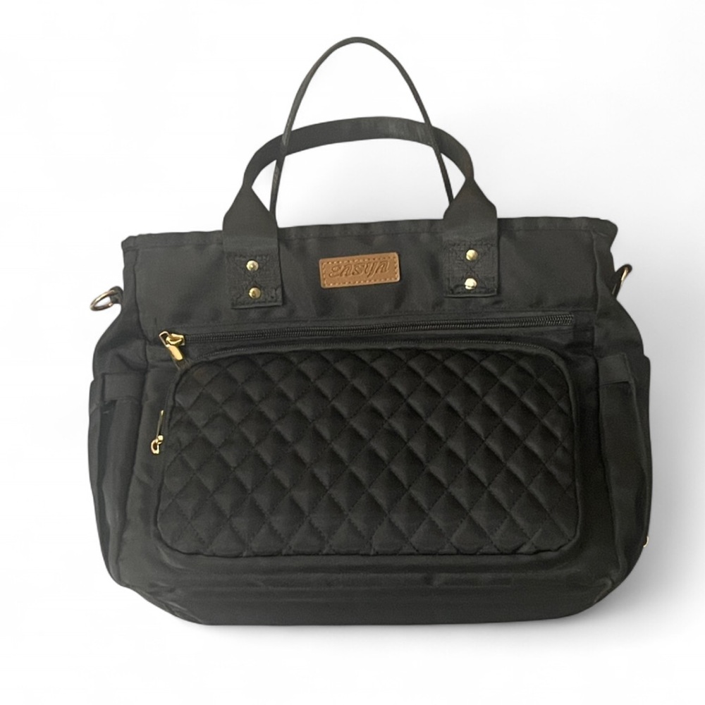 Black Quilted Insulated Lunch-Picnic Bag